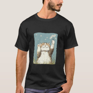 T-shirt Chat Drôle et Fluffy avec Costume de Graines de Pi