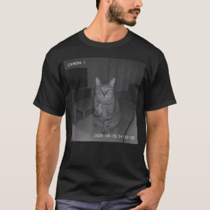 T-shirt Chat Drôle Faisant un Doigt d'Honneur sur la Camér