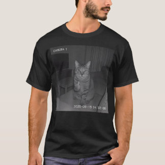T-shirt Chat Drôle Faisant un Doigt d'Honneur sur la Camér