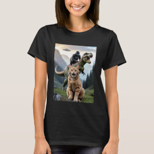 T-shirt Chat Drôle Gorille Dinosaure UFO Mème Humour Absur
