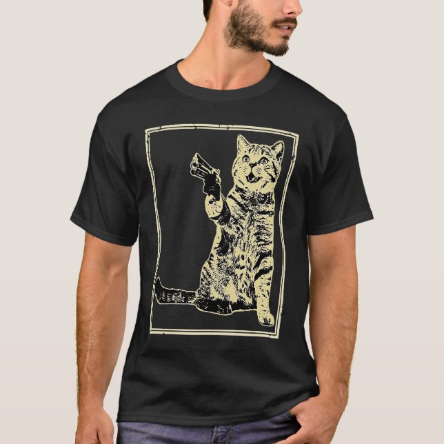 T-shirt Chat drôle Gun Kitty (Devant)