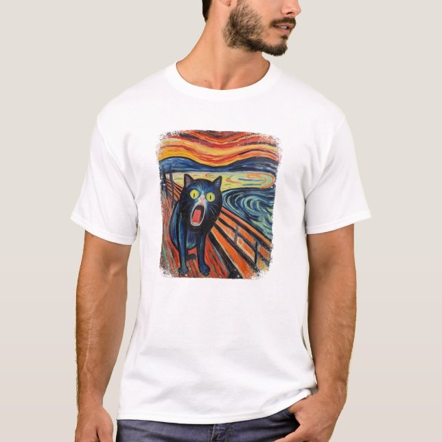 T-shirt chat drôle hurle par Edvard Expressionnisme (Devant)
