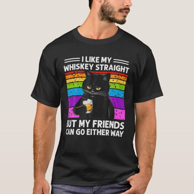T-shirt Chat Drôle J'Aime Mon Whiskey Droit LGBTQ Pride (Devant)