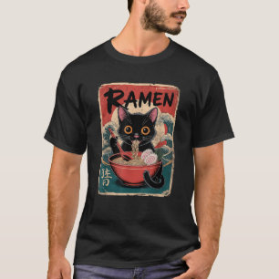 T-shirt Chat drôle japonais mignon kawaii chat de ramen d'