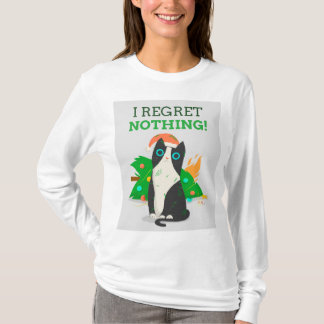 T-SHIRT CHAT DRÔLE JE NE REGRETTE RIEN SAPIN DE NOËL À TER
