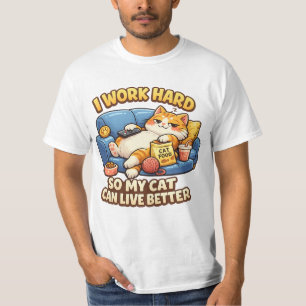 T-Shirt Chat Drôle  Je Travaille Dur Pour Mon Chat