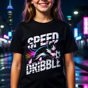 T-shirt Chat Drôle Jouant au Football - Cadeau pour Enfant