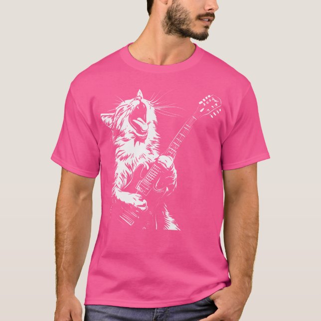T-shirt Chat drôle Jouer de la guitare (Devant)