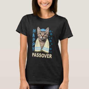 T-shirt Chat Drôle Juif Mignonne Avec Kippah Matzah Happy