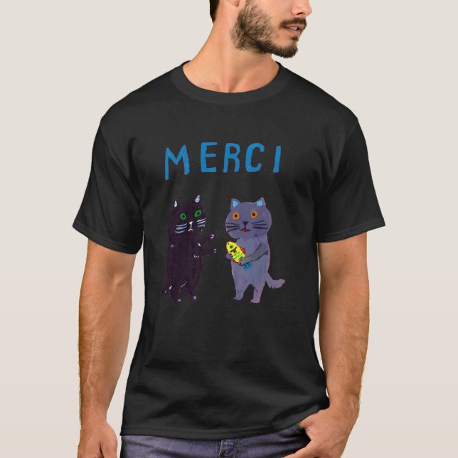 T-shirt chat drôle merci (Devant)