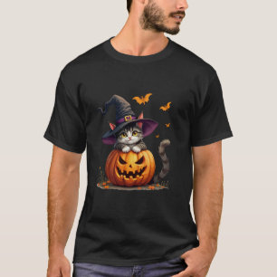 T-shirt Chat drôle mignon en Citrouille Halloween Chats so