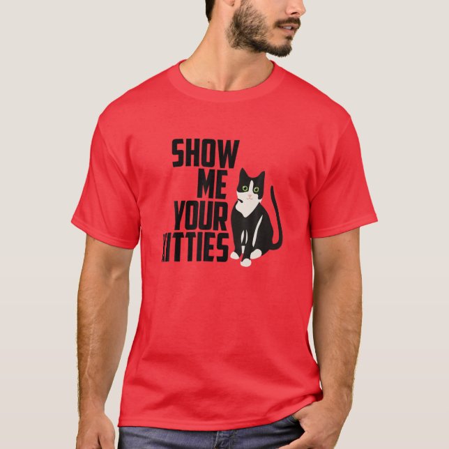 T-shirt Chat Drôle, Montrez-Moi Vos Cinglons, Jeu Drôle (Devant)