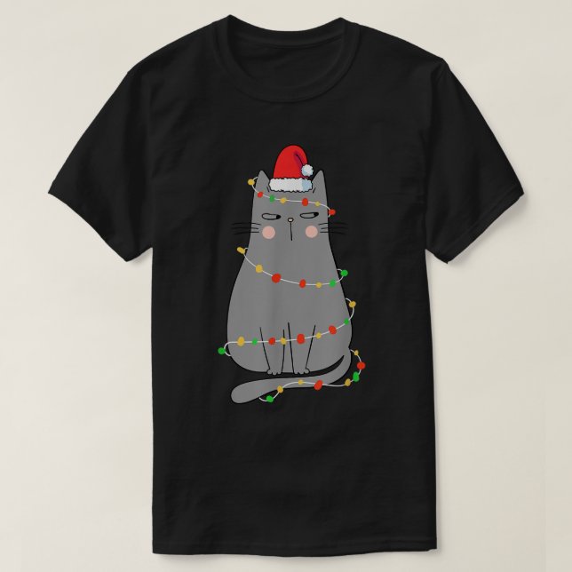 T-shirt Chat drôle Noël Femmes Chat de Noël Chat de Noël S (Design devant)