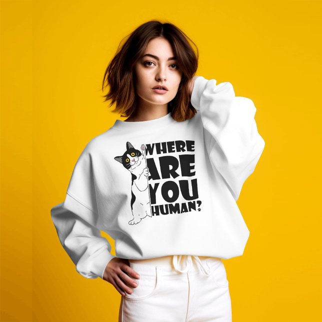 T-shirt Chat Drôle : Où Es-Tu, Humain ? (Créateur téléchargé)