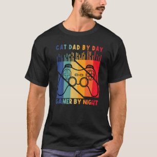 T-shirt Chat Drôle Papa Par Jeu De Jour Par Nuit Mignonne 