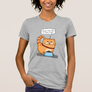 T-shirt Chat drôle peu satisfait de la bouffe