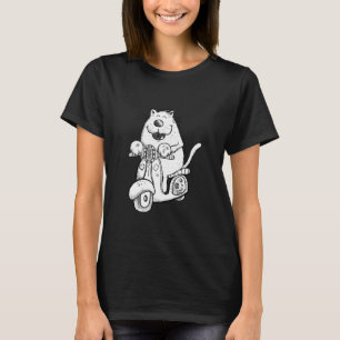 T-shirt Chat drôle qui fait de la trottinette Dessin animé