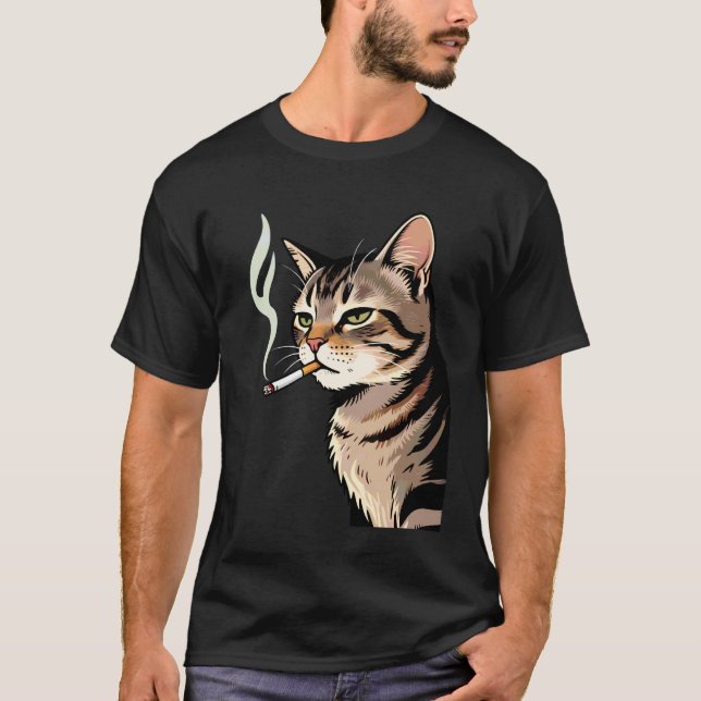 T-shirt Chat drôle qui fume, Kitty cigarette Mème Gen Z, C (Devant)