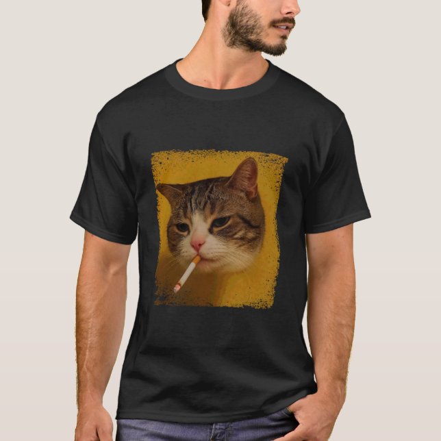 T-shirt Chat drôle qui fume, Kitty cigarette Mème Gen Z, C (Devant)