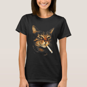 T-shirt Chat drôle qui fume une cigarette Kitten Meme Stup