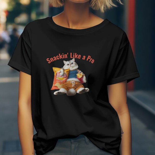 T-shirt Chat Drôle Qui Grignote Comme Un Pro (Créateur téléchargé)