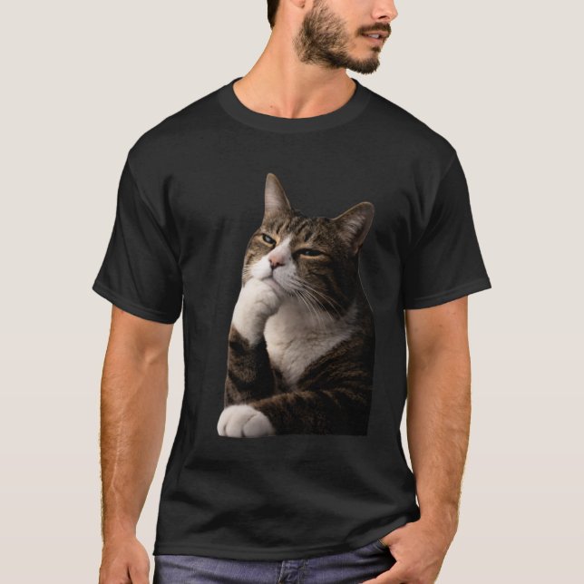 T-shirt Chat drôle qui pense (Devant)