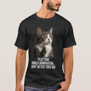 T-shirt Chat drôle qui pense - Complotant la domination mo