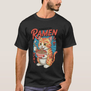 T-shirt Chat Drôle Ramen Alimenté par Ramen Comic Kawaii A