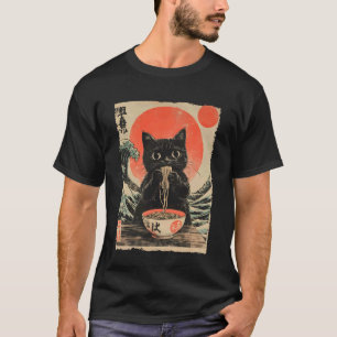 T-shirt Chat drôle Ramen Grande Vague d'Art Kanagawa