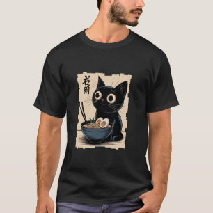 T-shirt Chat Drôle Ramen Rétro Anime Japonais Kawaii Nouil