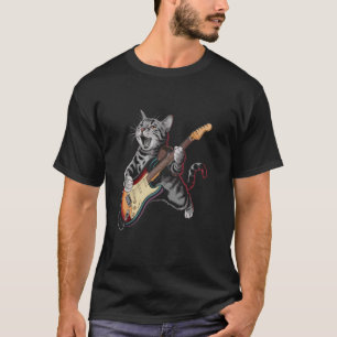 T-shirt Chat Drôle Rock & Roll Guitare Musique Vintage 80s