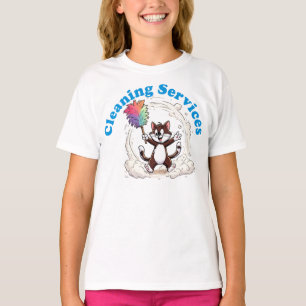 T-shirt Chat drôle se nettoyant avec une brosse à plumes c