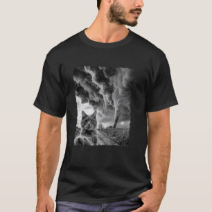 T-shirt Chat Drôle Selfie Tornade Tempête Ventée Photo Coo