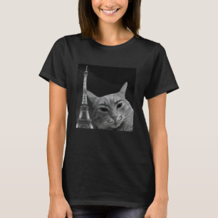 T-shirt Chat Drôle Selfie Tour Eiffel Paris Voyage Hommes