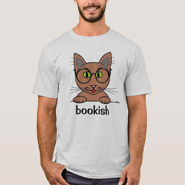 T-shirt Chat drôle studieux à lunettes livresque (Devant)