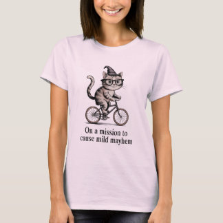 T-shirt Chat drôle sur vélo - Vintage Mischievous Kitty Ar