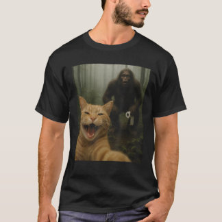 T-shirt Chat drôle surpris Happy Selfie avec Bigfoot Sasq