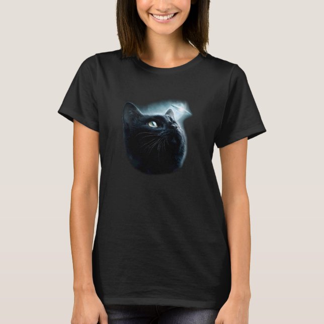 T-shirt Chat drôle UFO Espace Lune (Devant)