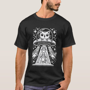 T-shirt Chat drôle UFO Mignon vaisseau spatial Alien Esthé