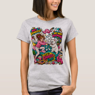 T-shirt Chat Drôle vs Bataille de Télécommande Humaine Des