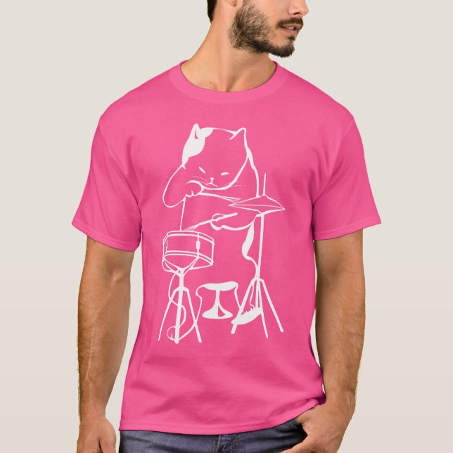 T-shirt Chat Drumming Chemise Jazz Chat Batteur Chat (Devant)