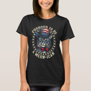 T-shirt Chat du 4 juillet fier d'être un Meowicain, patrio
