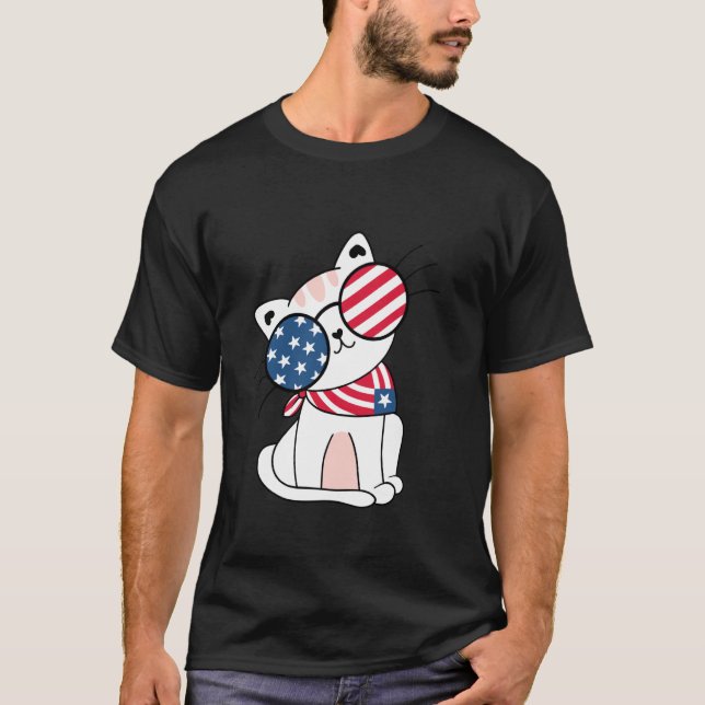 T-shirt Chat du 4 juillet Kitty Cat (Devant)
