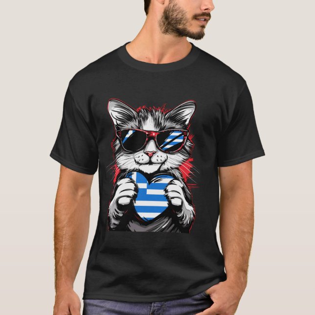 T-shirt Chat du drapeau grec Hellènes Fierté grecque Hellé (Devant)