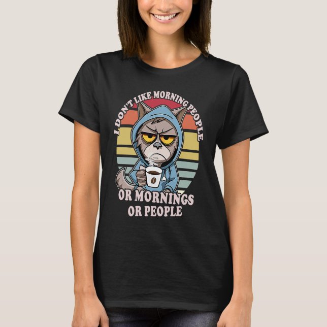 T-shirt Chat du matin boit des citations de café chats  1 (Devant)