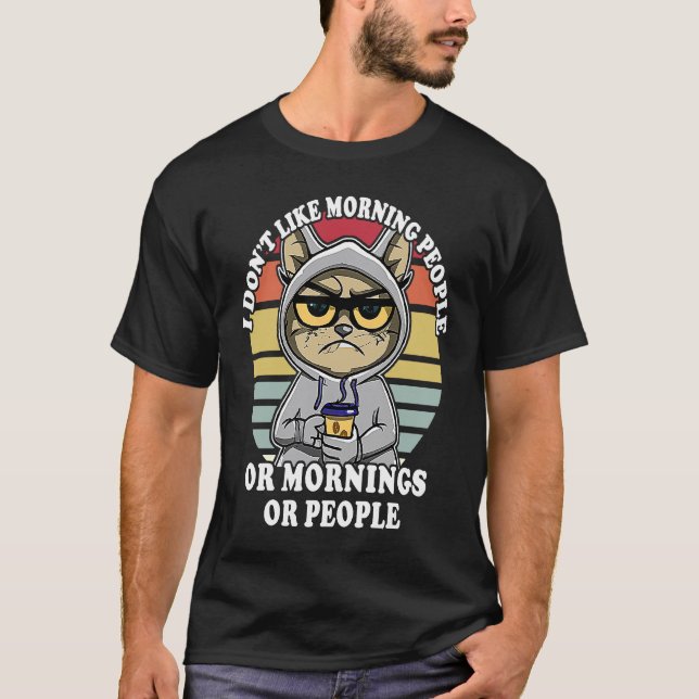 T-shirt Chat du matin boit des citations de café Chats  2 (Devant)