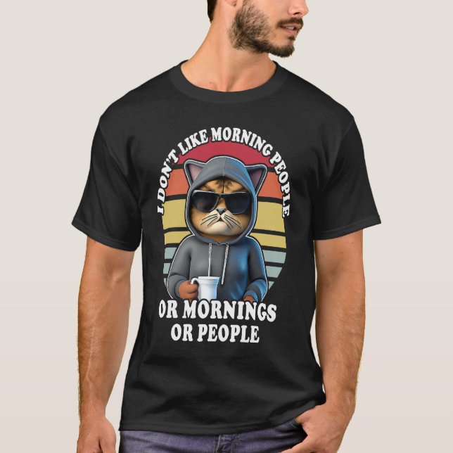 T-shirt Chat du matin boit des citations de café chats  3 (Devant)