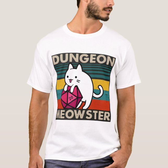 T-shirt Chat Dungeon Meowster Vintage (2) (Devant)