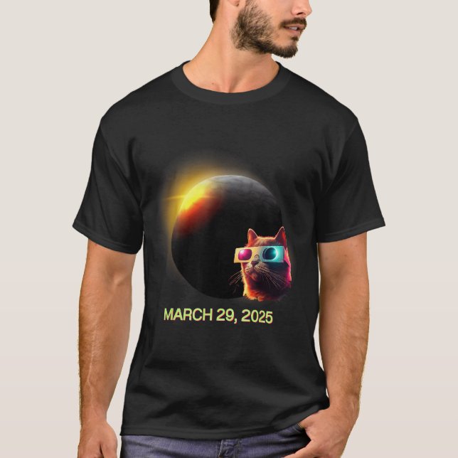 T-shirt Chat éclipse solaire mignon Éclipse solaire (Devant)