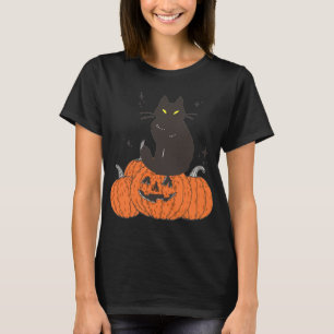 T-shirt Chat Éffrayant Halloween avec Citrouille